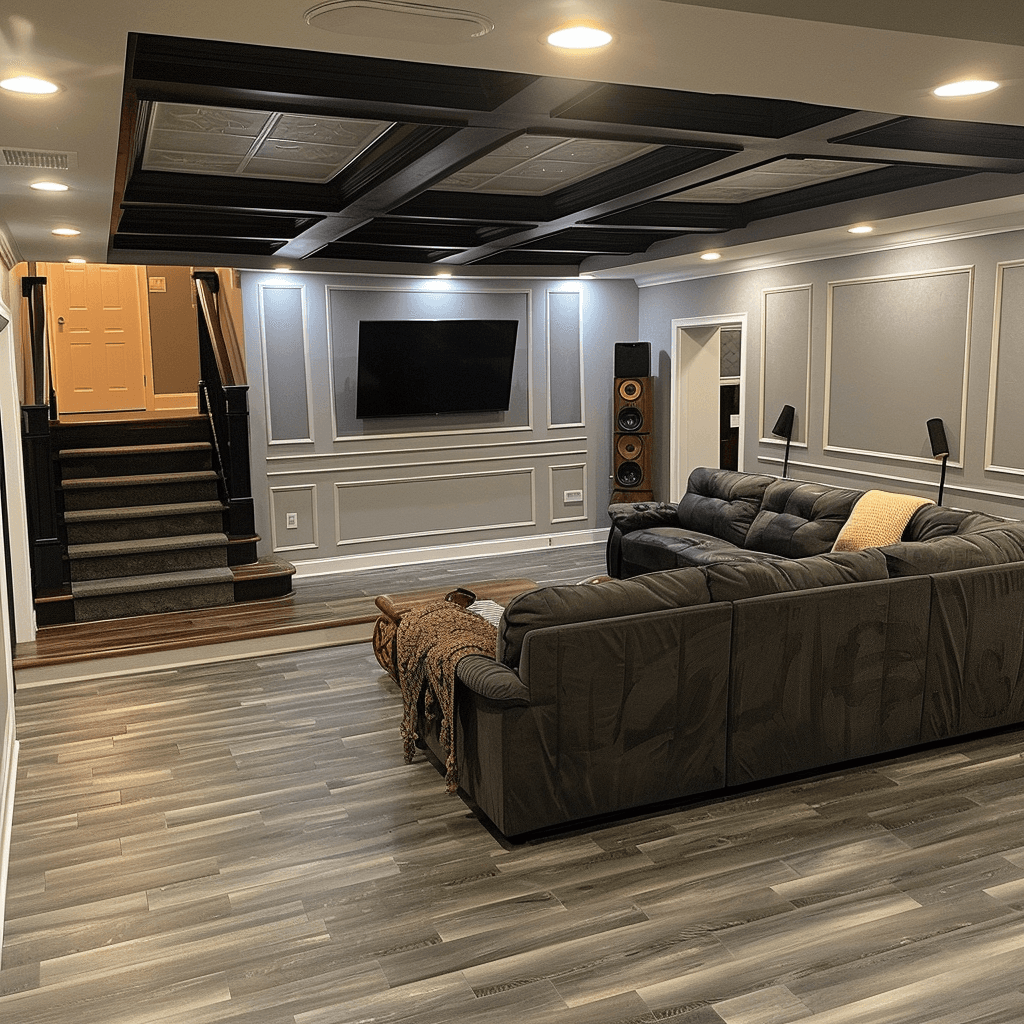 Luxury basement renovation with high-end modern amenities and custom millwork in Weber County